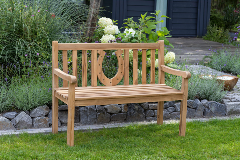  Teak-Gartenbank Hufeisen #2