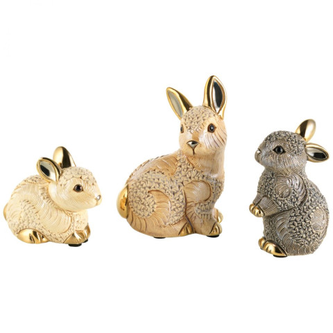 3 Keramikfiguren Hasenfamilie im Set #1