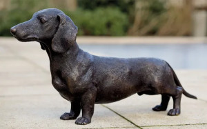Gartenskulptur "Dackel", Bronze