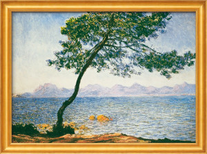 Claude Monet:  "Das Manneporte bei Étretat" (1886), Version goldfarben gerahmt