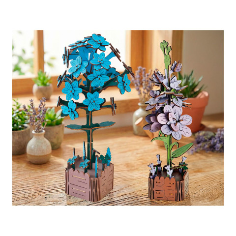 3 D Holzpuzzle - 2er Set Blume, Veilchen + Hyazinthe #1