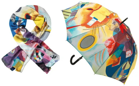 Seidenschal und Stockschirm Gelb-Rot-Blau (1925) im Set #1