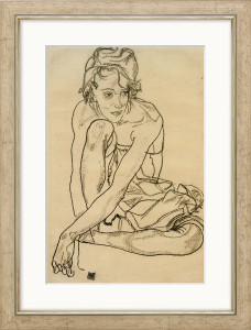 Egon Schiele: Bild "Kauernde" (1918), gerahmt