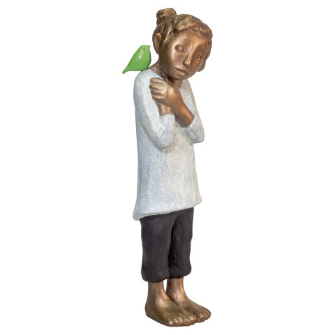 Tamara Suhr: Skulptur "Mädchen mit Vogel" (2024), Bronze #1