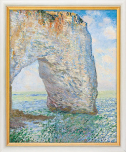 Claude Monet: Bild "Das Manneporte bei Étretat" (1886), Version weiß-goldfarben gerahmt