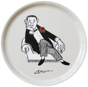 Loriot: Holztablett "Herr im Sessel"