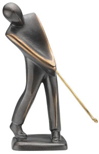 Jutta Römhild: Skulptur "Golfer" (puttend), Bronze