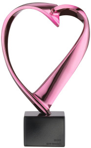 Pierre-Paul Maillé: Skulptur "Herzblatt" (2022), Version in Kunstguss Metallic-Rosé