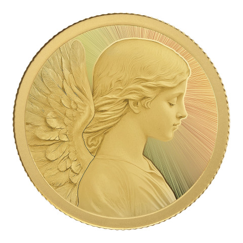 Goldmünze Weihnachtsengel im Samtsäckchen #1