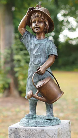 Gartenskulptur "Mädchen mit Gießkanne", Bronze #2