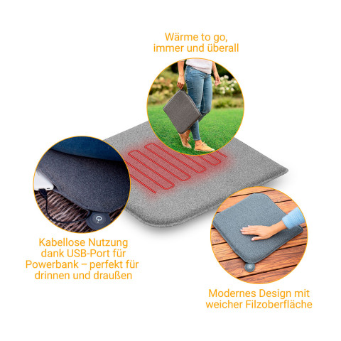  Outdoor Sitzheizkissen OL 600 grau, inkl. Powerbank #1