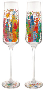 James Rizzi: 2 Sektgläser mit Künstlermotiven "My New York City" im Set