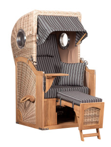  Strandkorb 1-Sitzer grau mit Nadelstreifen