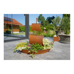  Edelrost Schiff zum Bepflanzen, 3-teilig