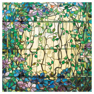 Wandobjekt "Glasfenster mit Clematis" nach Louis C. Tiffany, 1900