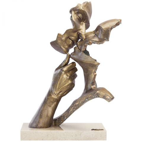 Angeles Anglada: Skulptur "Vereint", Kunstguss Steinoptik #1