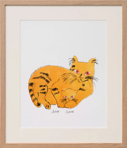 Andy Warhol: Bild "Sam (Yellow Cat with Kitten)" (1954), gerahmt