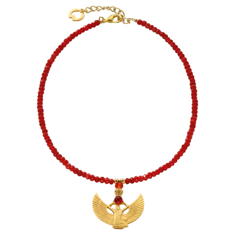 Petra Waszak: Collier "Isisschwinge", rote Version #1