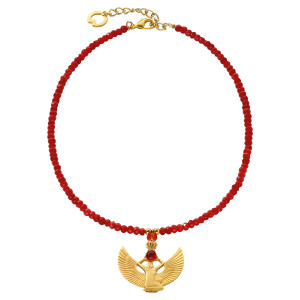 Petra Waszak: Collier "Isisschwinge", rote Version