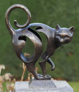 Gartenskulptur "Abstrakte Katze", Bronze