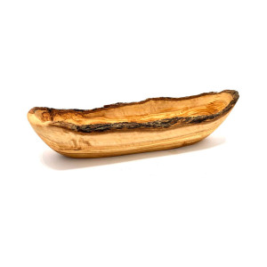 Brotschale aus Olivenholz 35 - 39 cm rustikaler Rand