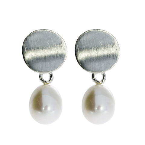  Ohrhänger Silber mit Süsswasserperlen-Tropfen #1