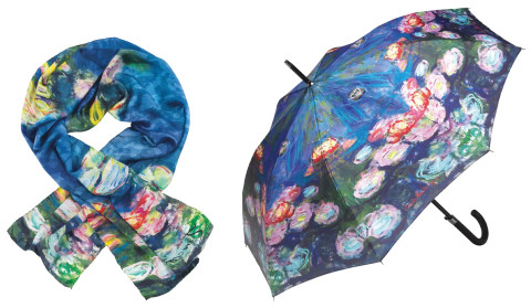 Claude Monet: Seidenschal und Stockschirm "Seerosen" im Set #1