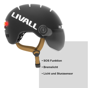 Fahrradhelm mit Visier, Bremslicht und SOS-Alarm, L23