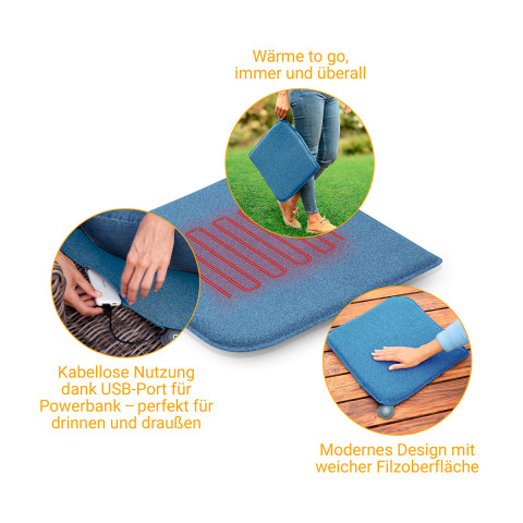 Outdoor Sitzheizkissen OL 650 blau, inkl. Powerbank #1