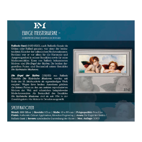  Silberbarren Ewige Meisterwerke, "Die Engel der Sixtina" von Raffael #2