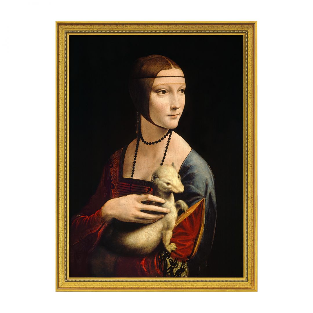 Da Vinci: Bild "Die Dame mit dem Hermelin" (1488-90), gerahmt  1