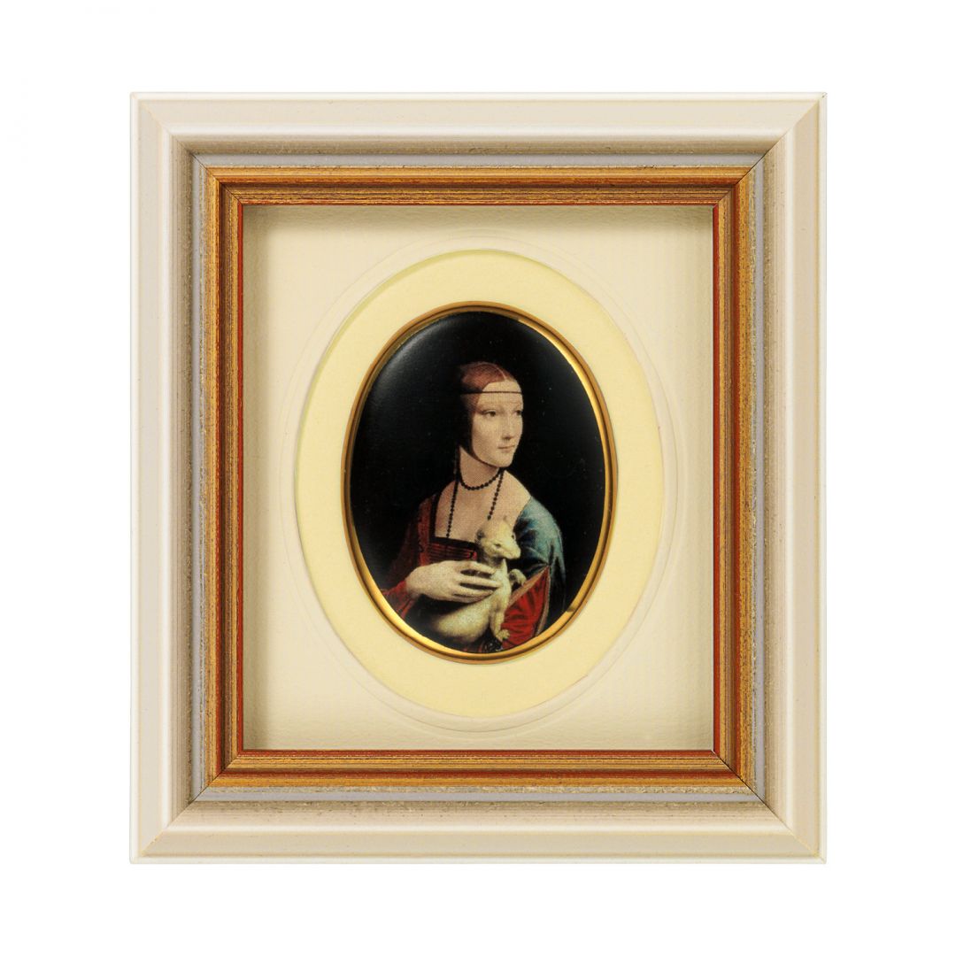 Da Vinci: Miniatur-Porzellanbild "Dame mit Hermelin" (1488-90), gerahmt  1