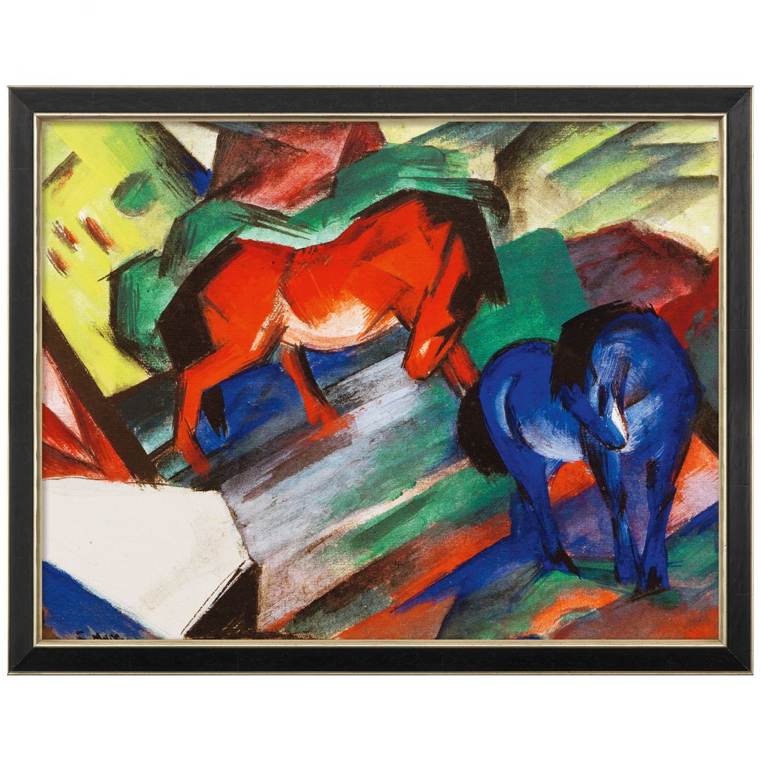 Franz Marc - Bild Rotes und blaues Pferd (1912), gerahmt  1