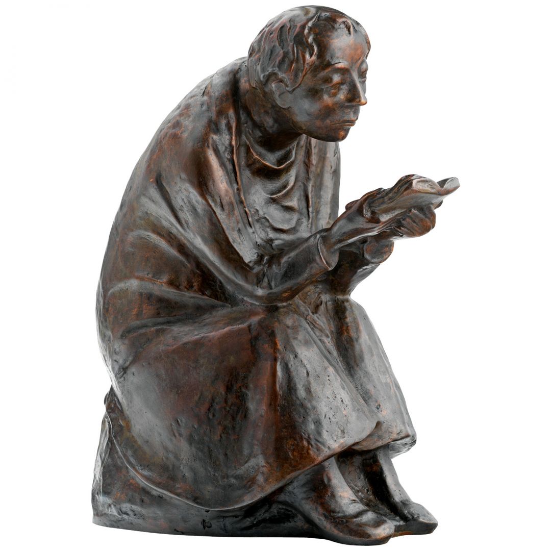 Ernst Barlach - Skulptur Der Buchleser (1936), Reduktion in Bronze  1