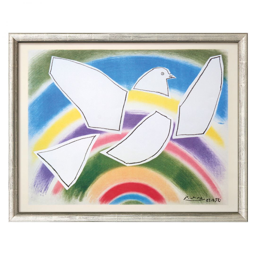 Picasso: "Fliegende Taube im Regenbogen", gerahmt  1