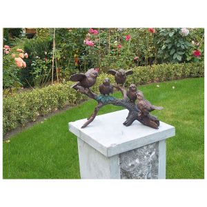 Gartenskulptur Vögel auf Ast, Bronze 