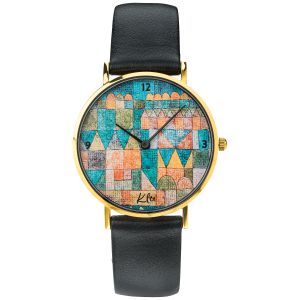 Künstler-Armbanduhr "Tempelviertel von Pert" - nach Paul Klee 