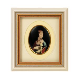 Da Vinci: Miniatur-Porzellanbild "Dame mit Hermelin" (1488-90), gerahmt 