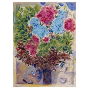 Chagall: Der Wartende unter Blumenstrauß 