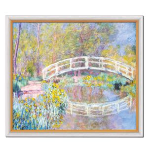 Claude Monet: Bild Brücke in Monets Garten (1900), Version hell gerahmt 