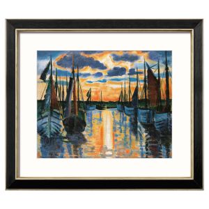 Max Pechstein: Bild Sonnenuntergang Leba Hafen (1926), gerahmt 