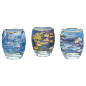 Claude Monet: 3 Teelichtgläser mit Künstlermotiven im Set 