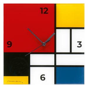 Piet Mondrian: Wanduhr Komposition in Rot, Blau, Gelb und Schwarz 