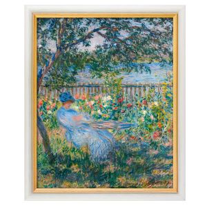 Claude Monet: Bild Die Terrasse in Vétheuil, weiß gerahmt 