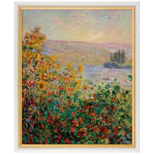 Claude Monet: Bild Blumenbeete in Vétheuil (1881), gerahmt 