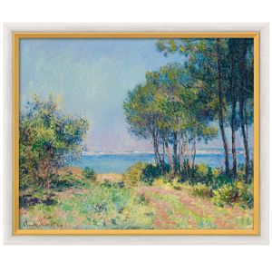 Claude Monet: "Die Küste bei Varengeville", (1882), weiß-gold gerahmt 