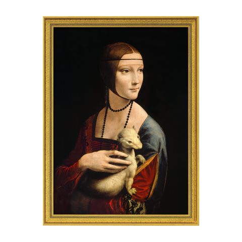 Da Vinci: Bild "Die Dame mit dem Hermelin" (1488-90), gerahmt 