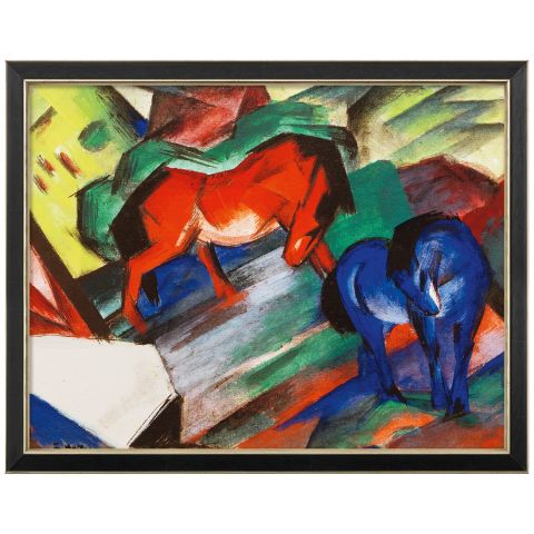 Franz Marc - Bild Rotes und blaues Pferd (1912), gerahmt 
