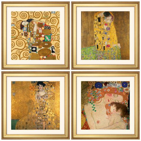 Gustav Klimt - 4 Bilder im Set, gerahmt 