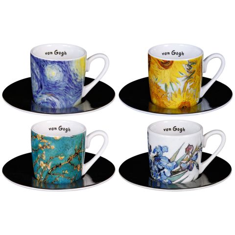 Vincent van Gogh: 4 Espressotassen mit Künstlermotiven im Set, Porzellan 